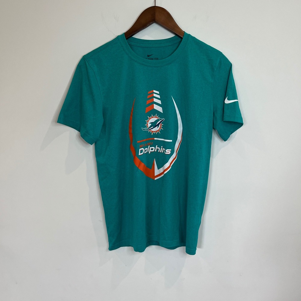 Nike Miami Dolphins Dri-FIT T-Shirt Mens Small Teal Heather NFL Football - 121